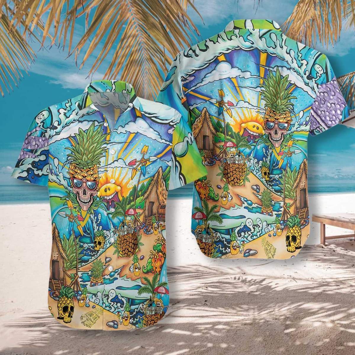 Pineapple Skull Beach Hawaiian Shirt Pre12579