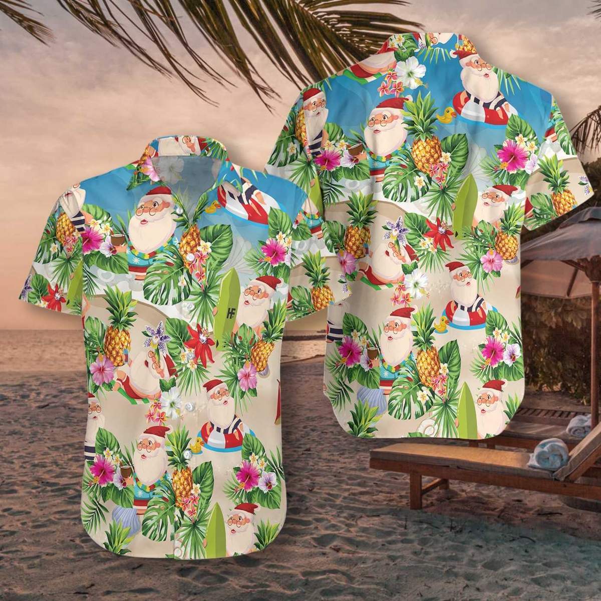 Pineapple Summer Santa Claus Hawaiian Shirt Pre10458