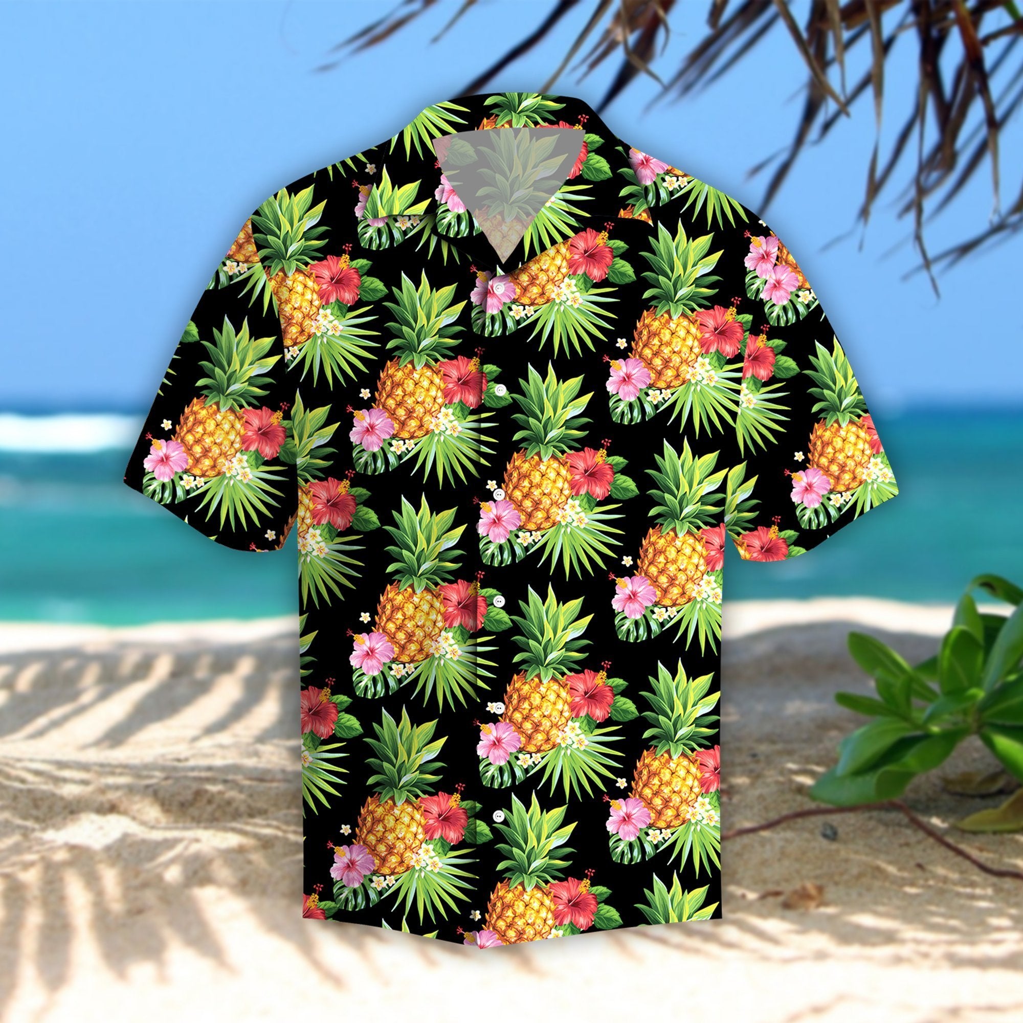 Pineapples Hibiscus Tropical Hawaiian Shirt Pre12496