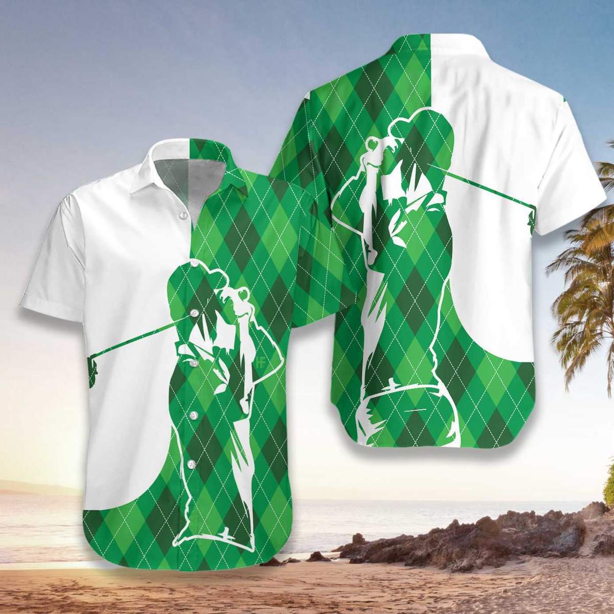 Plaid Golfers Silhouette Hawaiian Shirt Pre10505