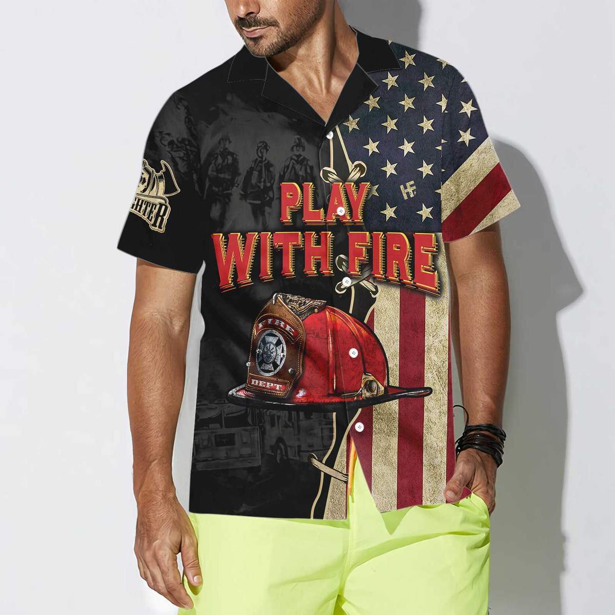 Play With Fire Firefighter Unisex Hawaiian Shirt Pre12486 Play With Fire Firefighter Unisex Hawaiian Shirt Pre12486