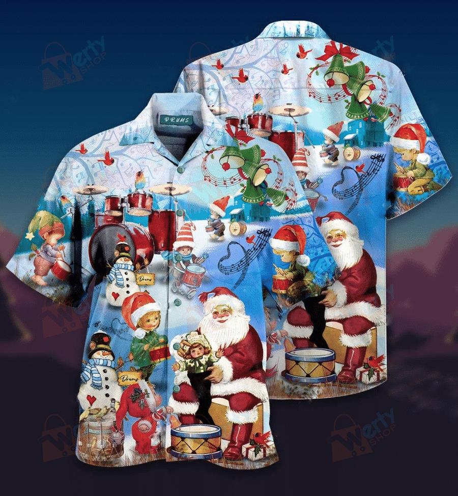 Playing Drums On Christmas Hawaiian Shirt Pre12463 Playing Drums On Christmas Hawaiian Shirt Pre12463