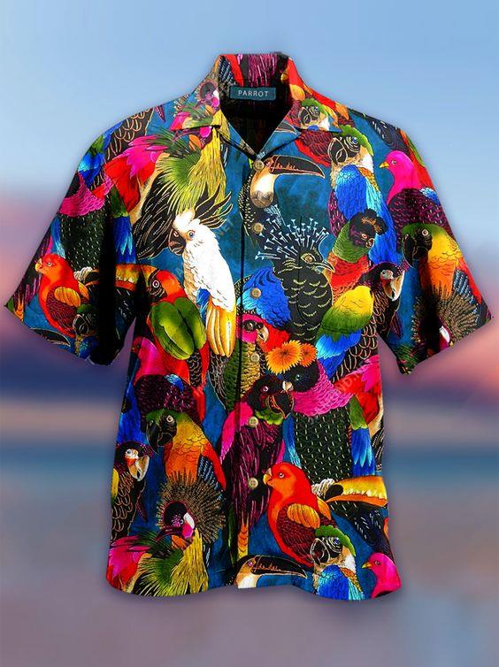 Printed Casual Leaves Mens Floral Hawaiian Shirt Pre10040