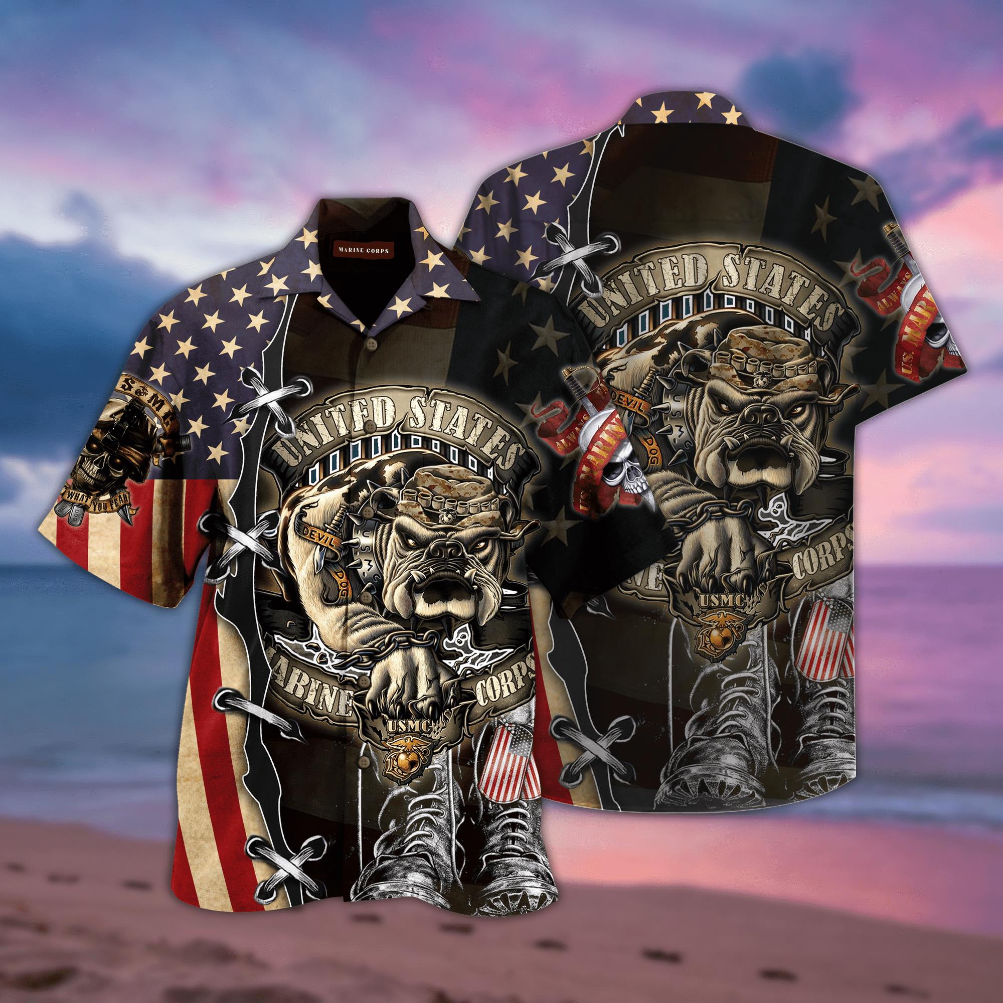 Proud United States Marine Corps Unisex Hawaiian Shirt Pre12477 Proud United States Marine Corps Unisex Hawaiian Shirt Pre12477