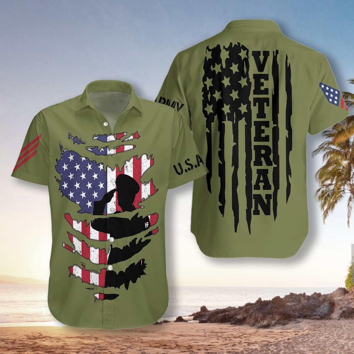 Proud Veterans Silhouette Unisex Hawaiian Shirt Pre12480 Proud Veterans Silhouette Unisex Hawaiian Shirt Pre12480