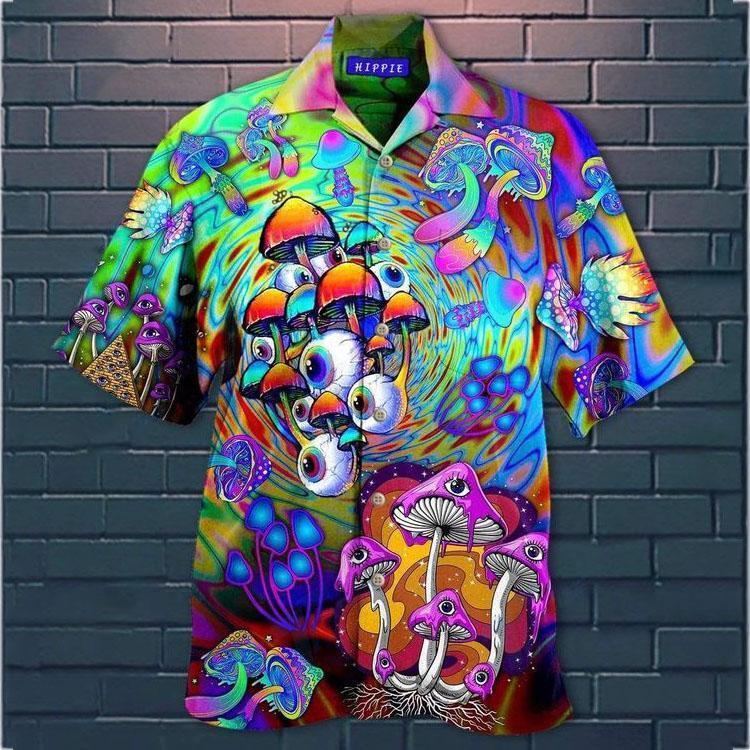 Psychedelic Art Magic Mushroom Trippy Hippie Hawaiian Shirt Pre10123