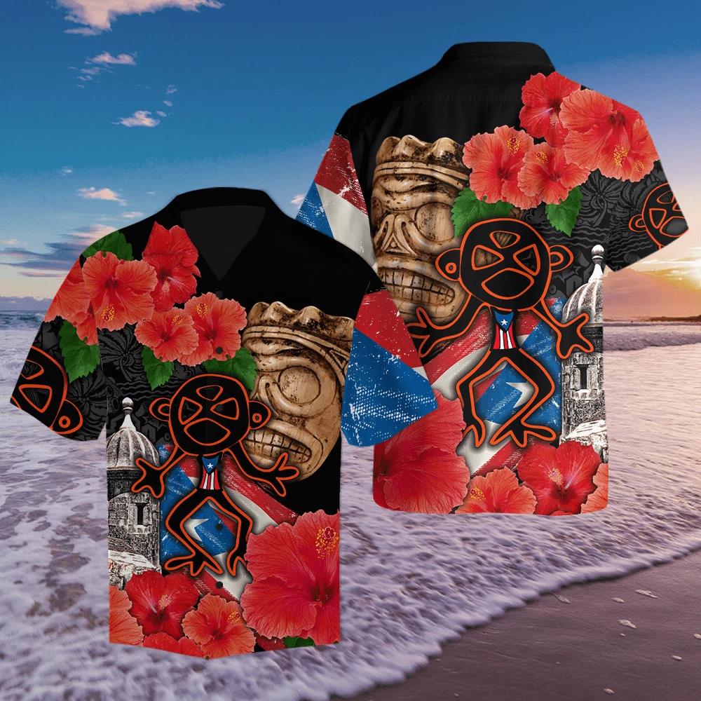 Puerto Rico Sol Taino With Maga Flower Hawaiian Shirt Pre12482