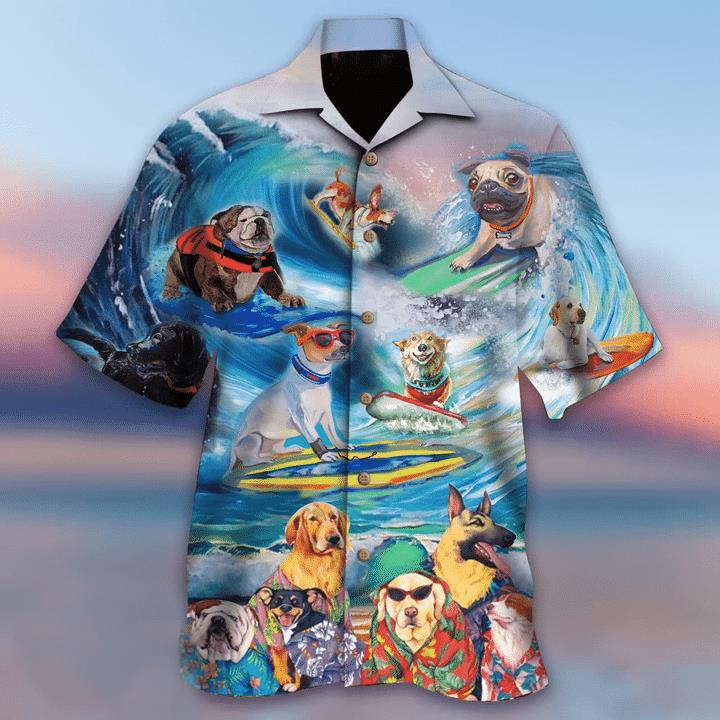 Puppies Surfing By The Beach Hawaiian Shirt Pre11561 Puppies Surfing By The Beach Hawaiian Shirt Pre11561