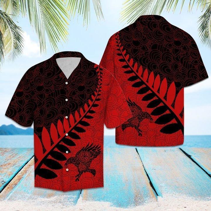 Raven Viking Leaf Red Black Pattern Hawaiian Shirt Pre11976 1 » Cool Gifts for You - Mfamilygift Raven Viking Leaf Red Black Pattern Hawaiian Shirt Pre11976 1