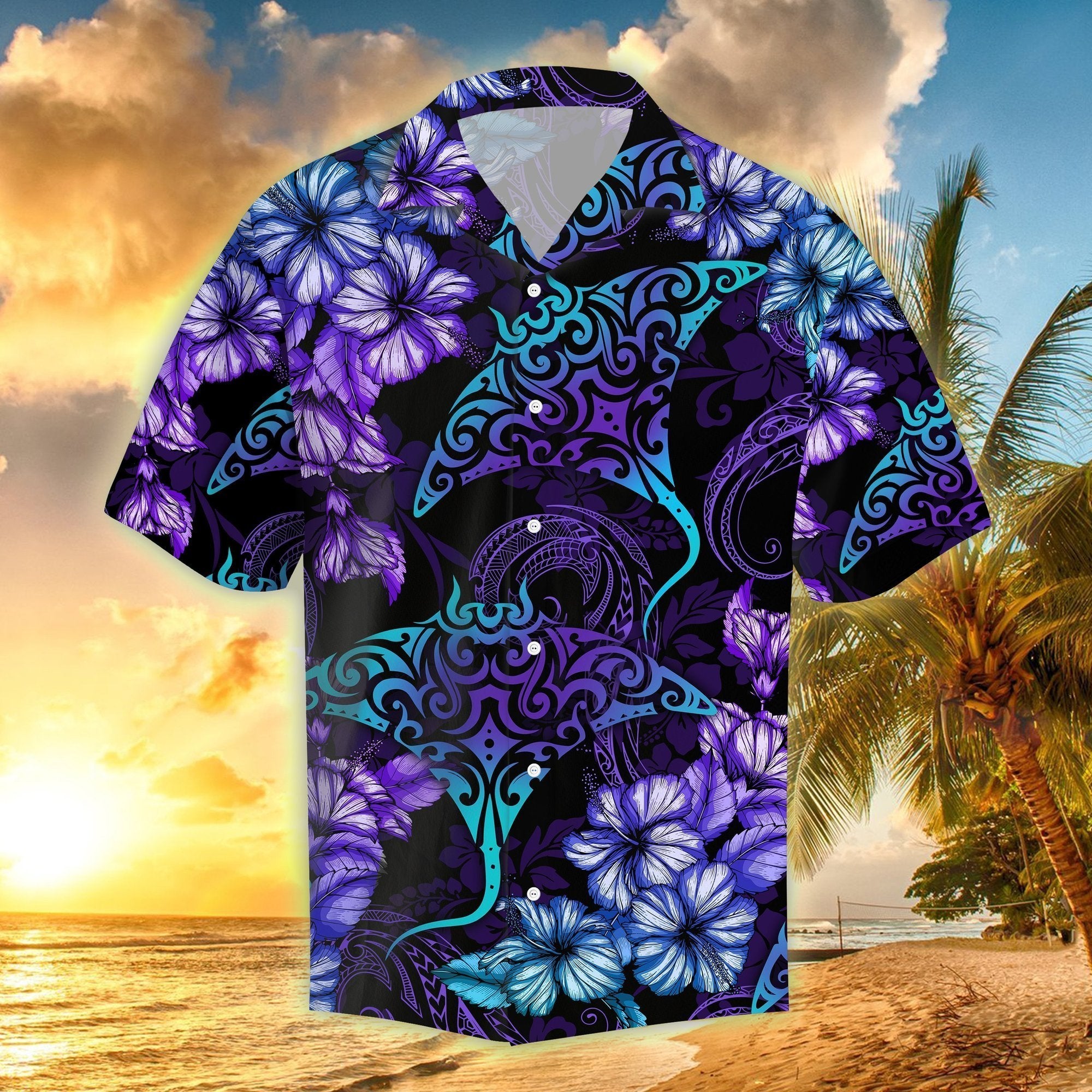 Rays Hibiscus Tropical Hawaiian Shirt Pre12407