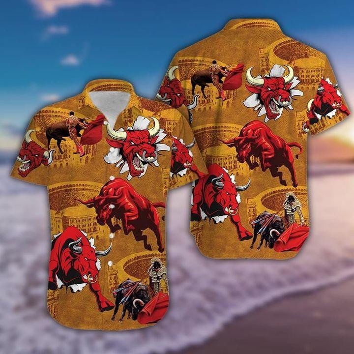 Red Bulls And Bullfighter Hawaiian Shirt Pre11396