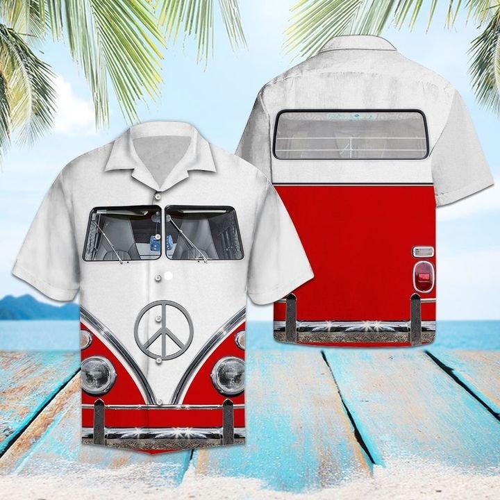 Red Hippie Bus Hawaiian Shirt Pre12411 1 » Cool Gifts for You - Mfamilygift Red Hippie Bus Hawaiian Shirt Pre12411 1