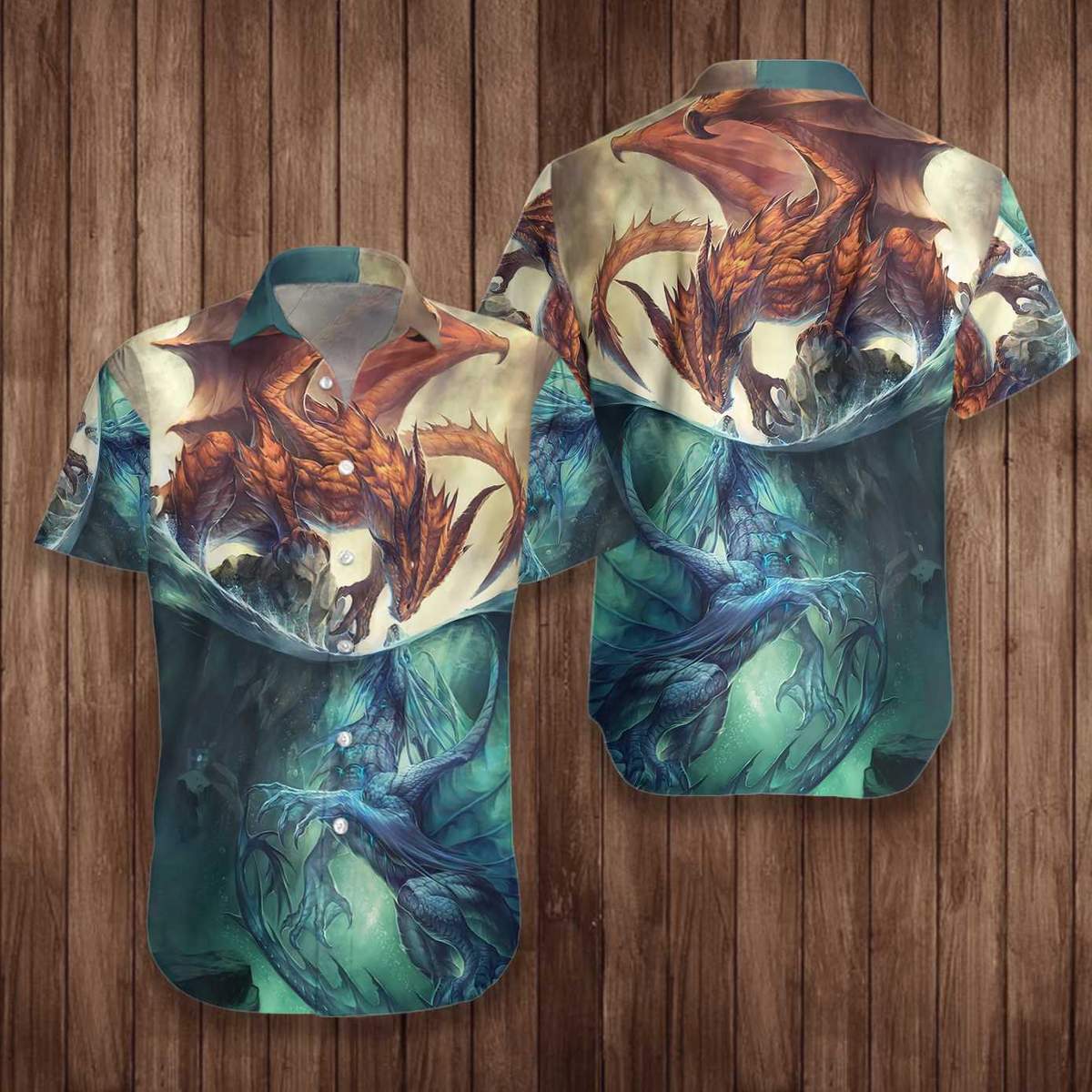 Red Sky And Blue Sea Dragon Hawaiian Shirt Pre11337 Red Sky And Blue Sea Dragon Hawaiian Shirt Pre11337