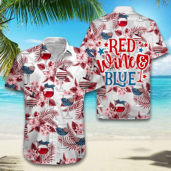 Red Wine Blue Hawaiian Shirt Pre11096 Red Wine Blue Hawaiian Shirt Pre11096