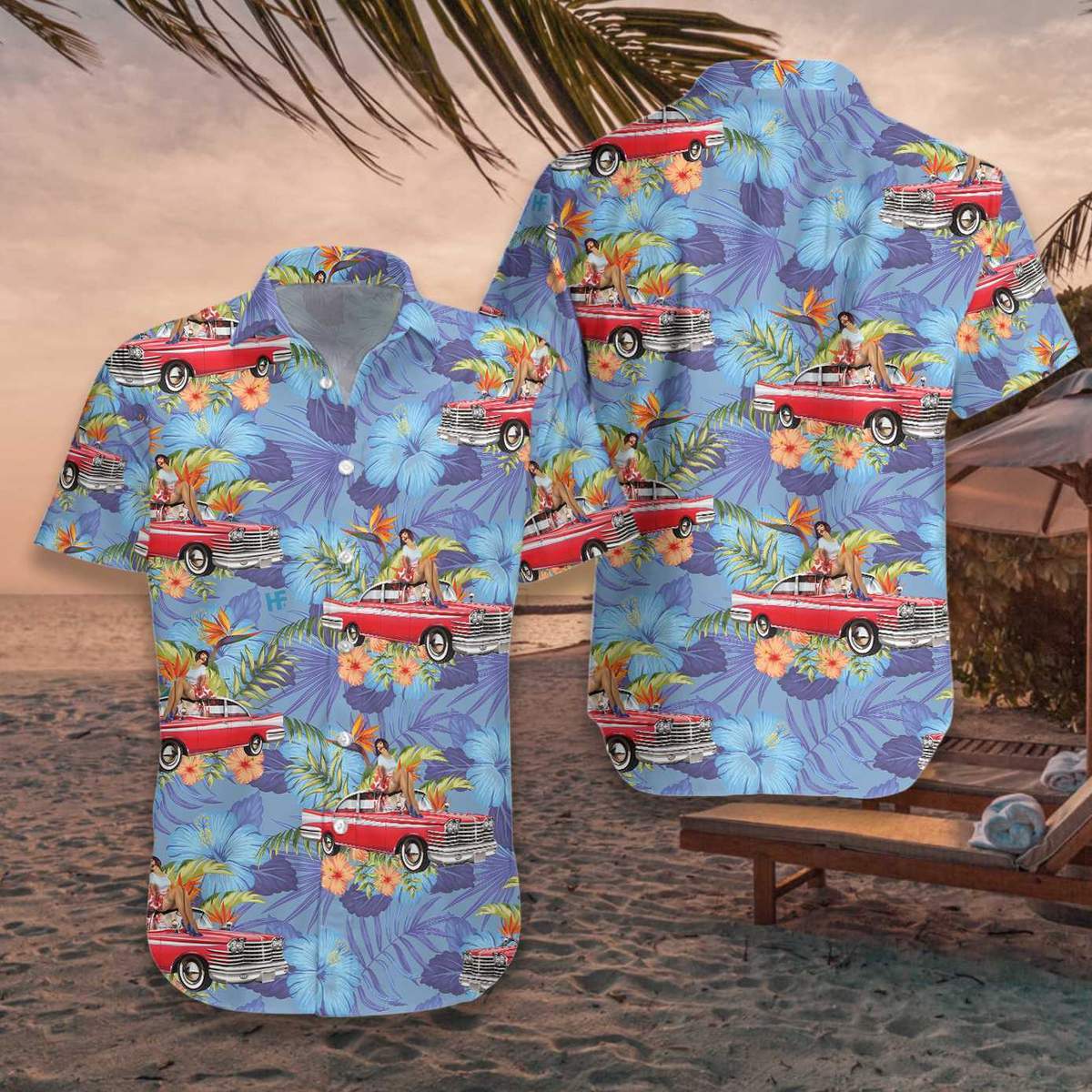 Retro Vintage Girl Car Hawaiian Shirt Pre10464