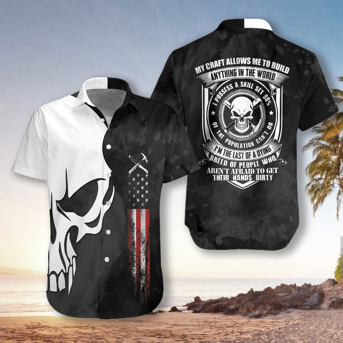 Roofer Proud Skull Hawaiian Shirt Pre12453