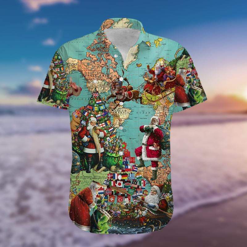 Santa Claus Around The World Hawaiian Shirt Pre12469 Santa Claus Around The World Hawaiian Shirt Pre12469