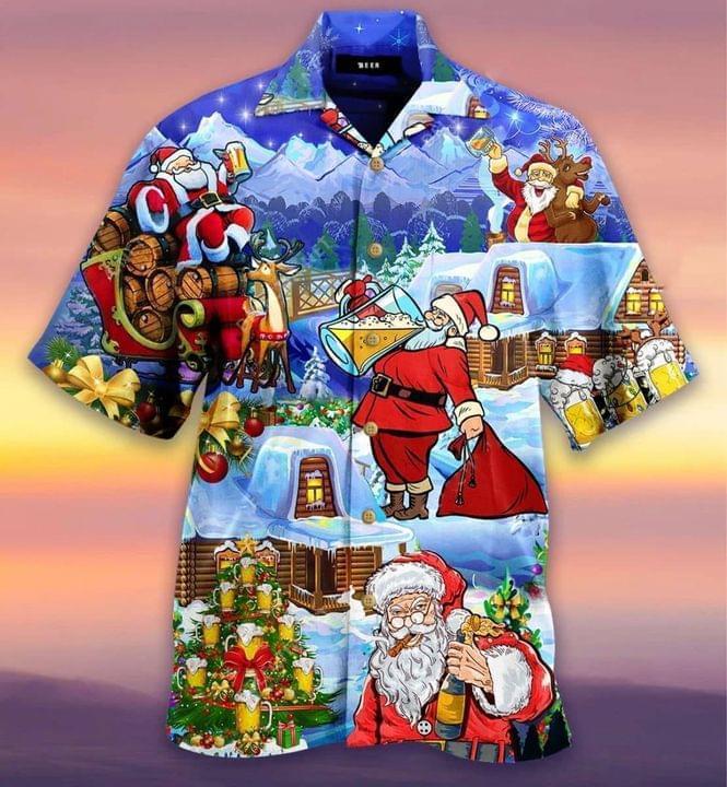 Santa Claus Drinking Beer Hawaiian Shirt Pre12456 Santa Claus Drinking Beer Hawaiian Shirt Pre12456