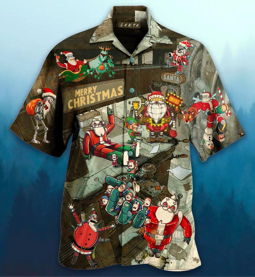 Santa Claus Robot Hawaiian Shirt Pre12383