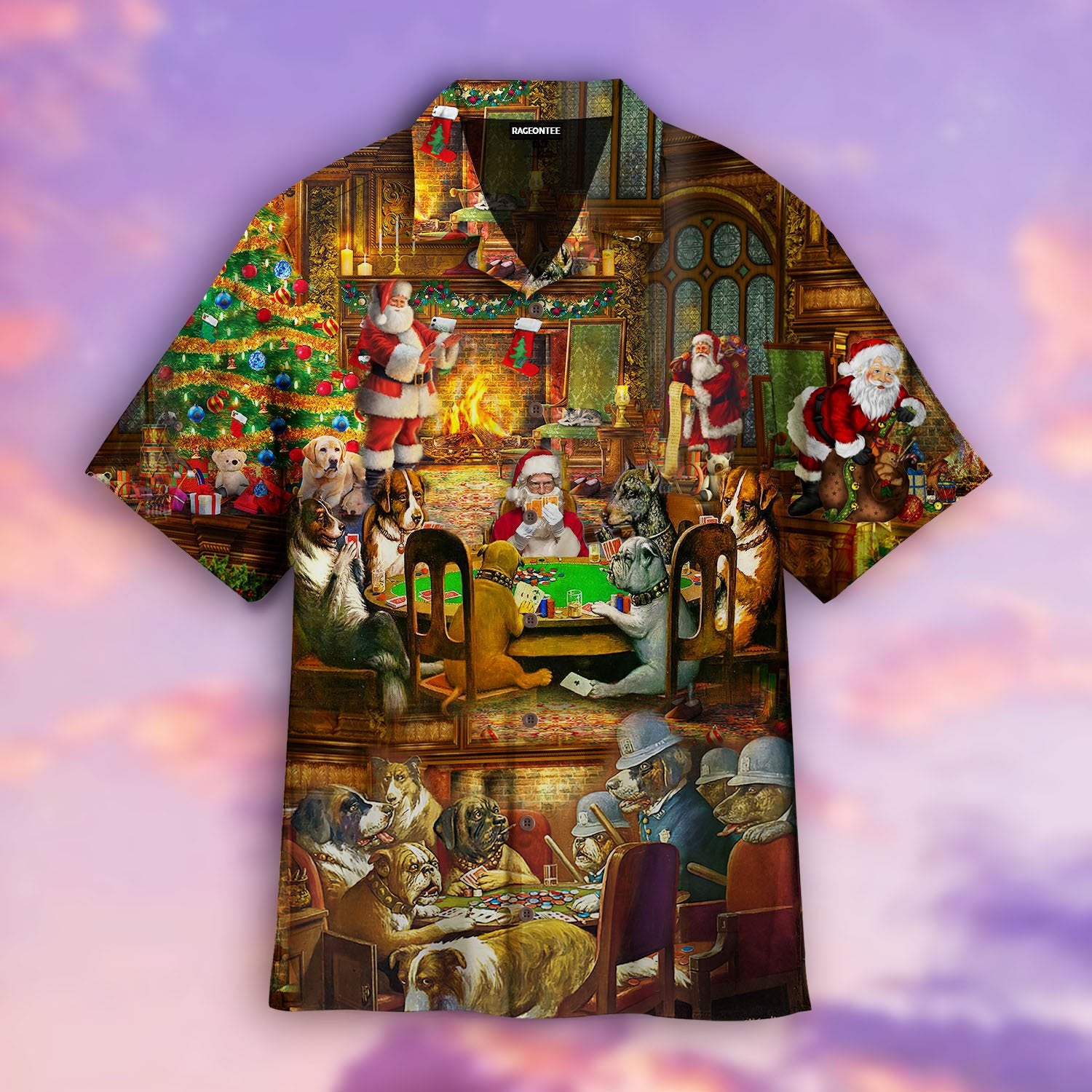 Santa Playing Poker Hawaiian Shirt Pre11457 Santa Playing Poker Hawaiian Shirt Pre11457