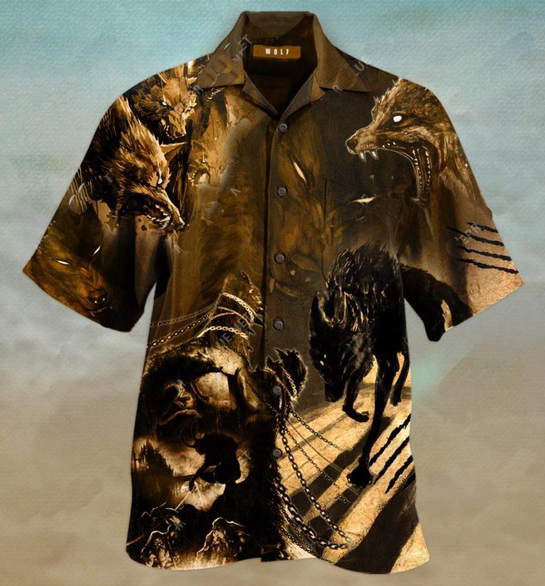 Scary Black Wolf Hawaiian Shirt Pre12366