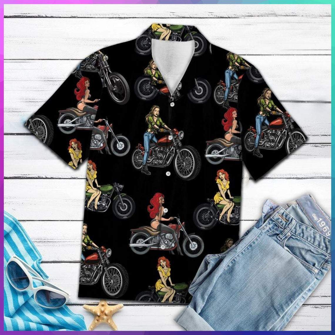 Sexy Girl Motorbike Hawaiian Shirt Pre10909 Sexy Girl Motorbike Hawaiian Shirt Pre10909