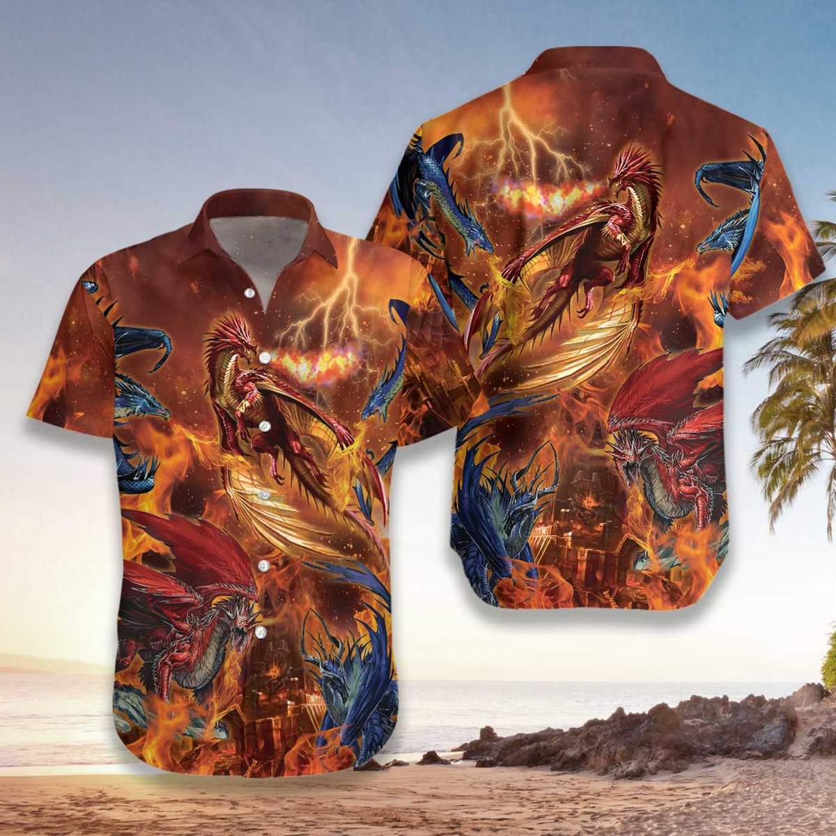 Shape Of Fire Dragons Hawaiian Shirt Pre11332