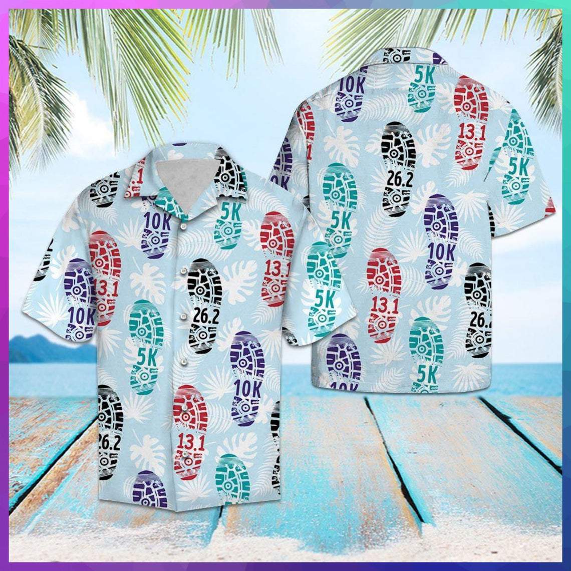 Shoes Print Marathon Hawaiian Shirt Pre10918