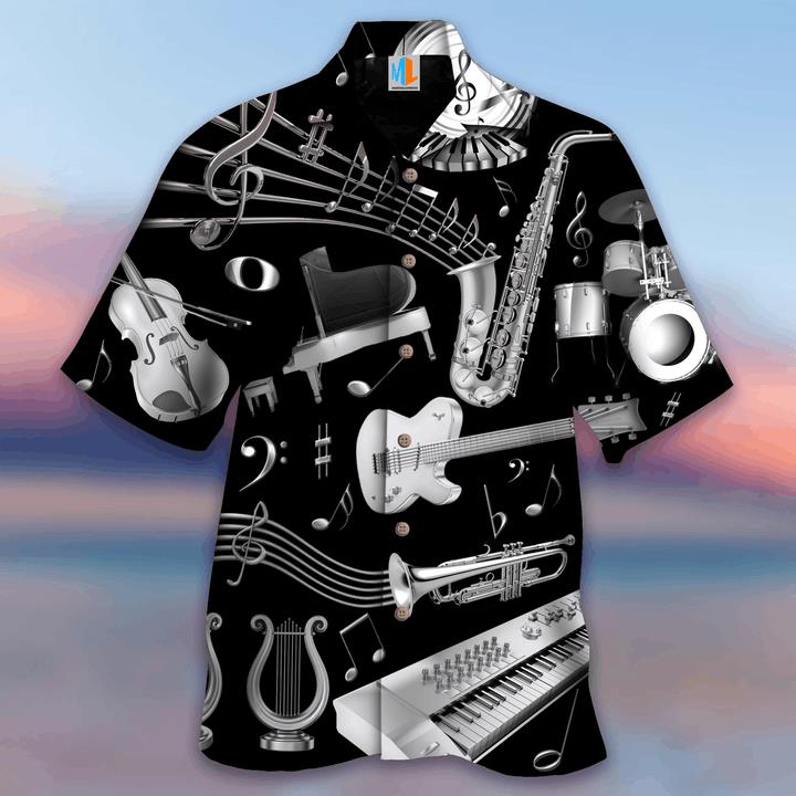 Silver Musical Instrument Hawaiian Shirt Pre12372