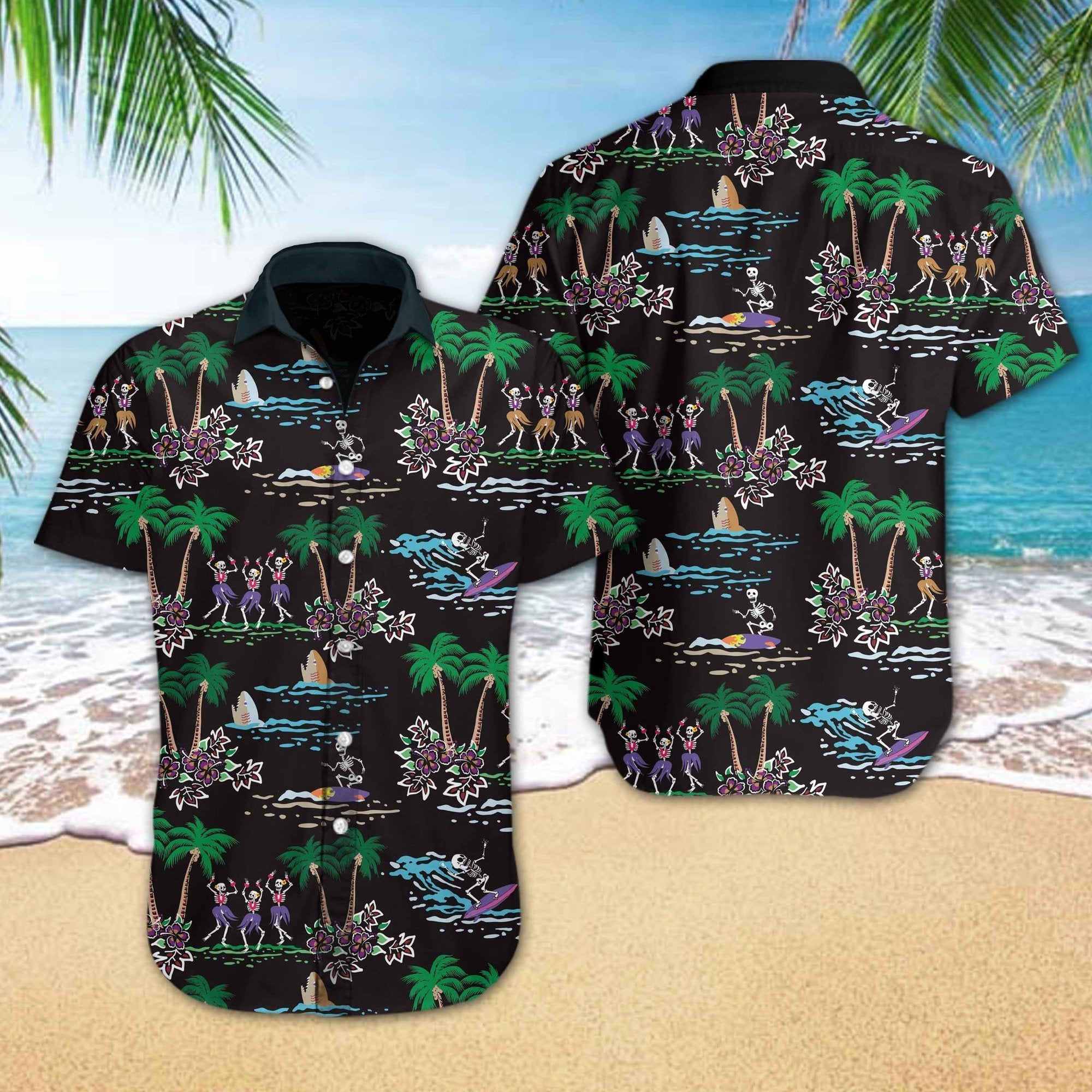 Skeleton Beach Hawaiian Shirt Pre12371