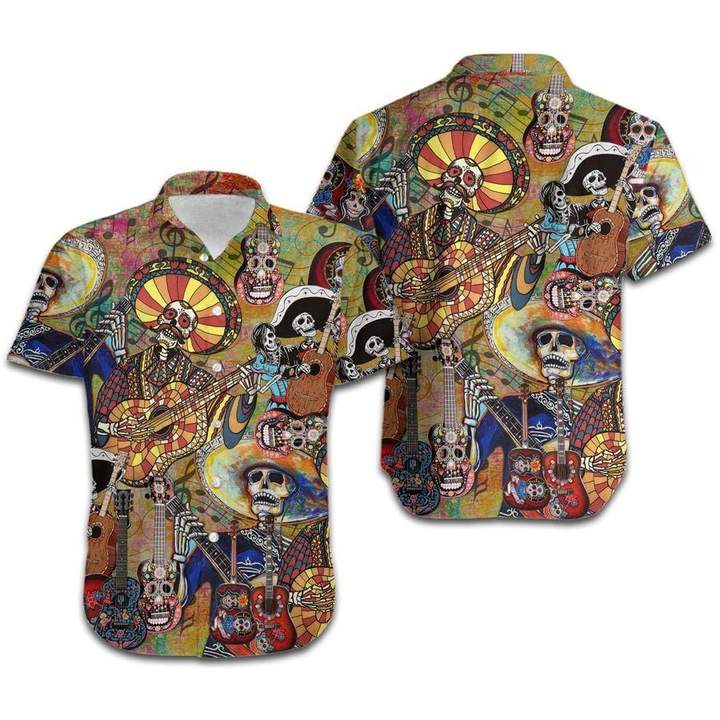Skeleton Playing Guitar Retro Hawaiian Shirt Pre11147 Skeleton Playing Guitar Retro Hawaiian Shirt Pre11147