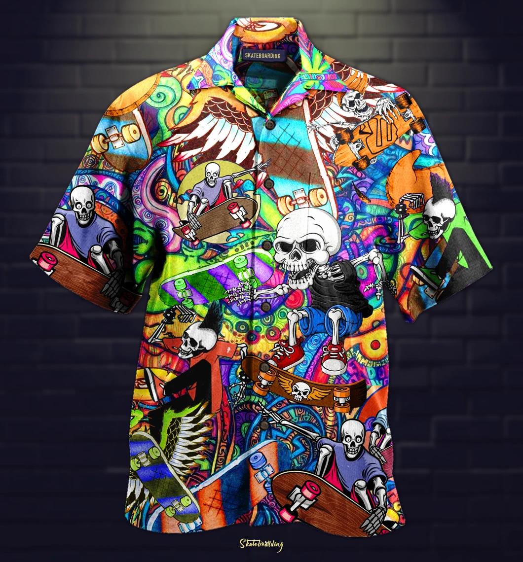 Skeleton Skating Hawaiian Shirt Pre12324 Skeleton Skating Hawaiian Shirt Pre12324