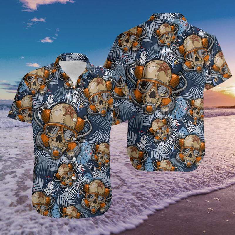 Skull Diving Hawaiian Shirt Pre12364