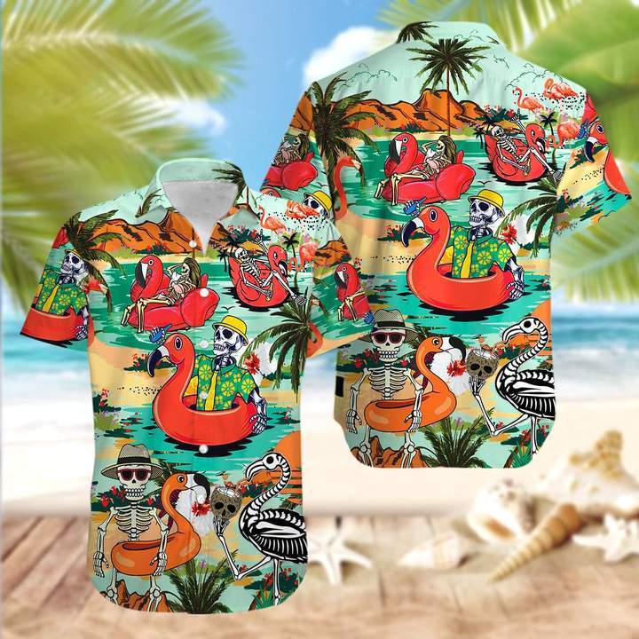 Skull Flamingo For Men For Women Hw3557 Hawaiian Shirt Pre12359