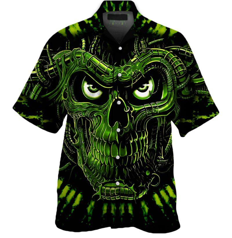 Skull Green Hawaiian Shirt Pre11151