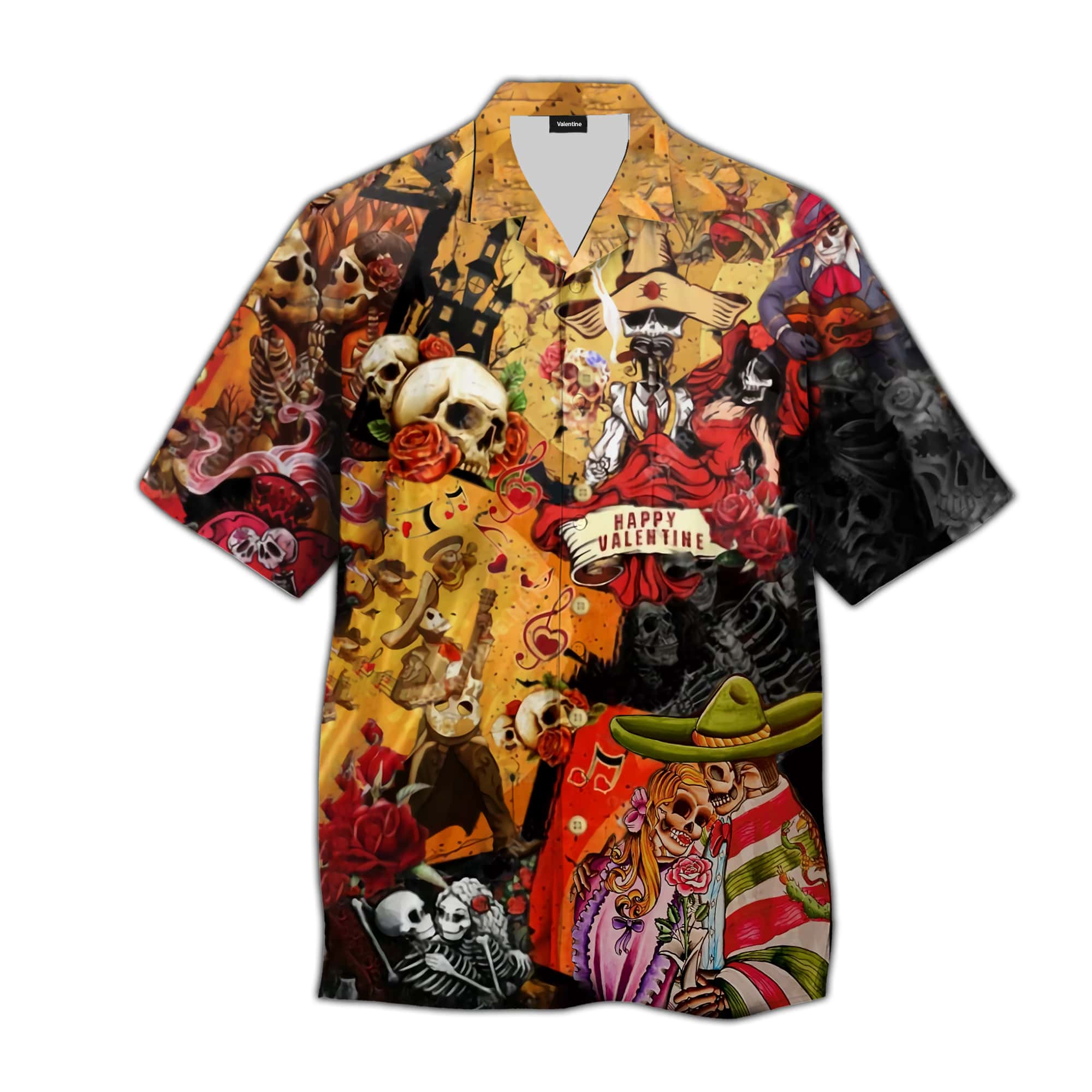 Skull Happy Valentine Day Hawaiian Shirt Pre11245