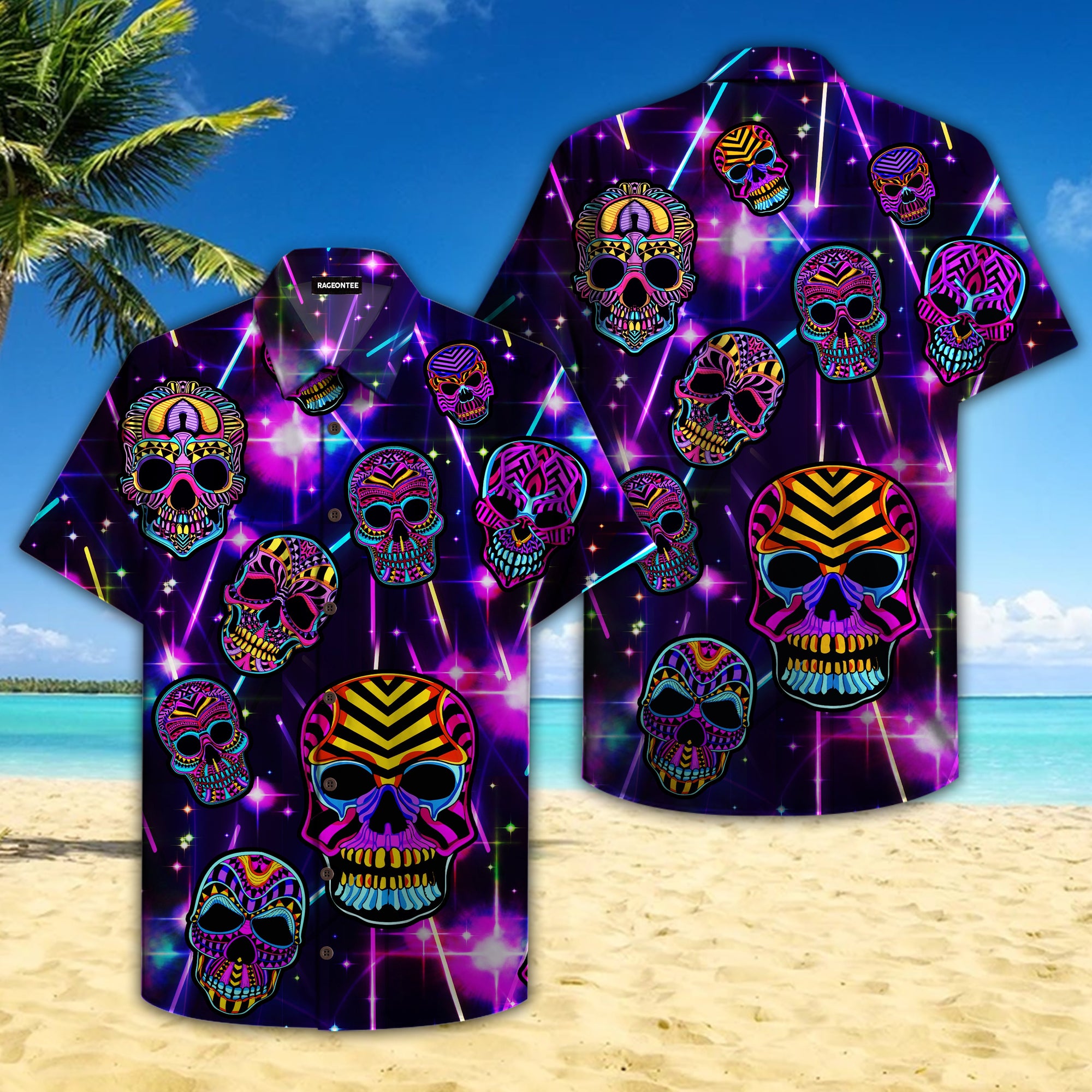 Skull Head Neon Hawaiian Shirt Pre10519 Skull Head Neon Hawaiian Shirt Pre10519