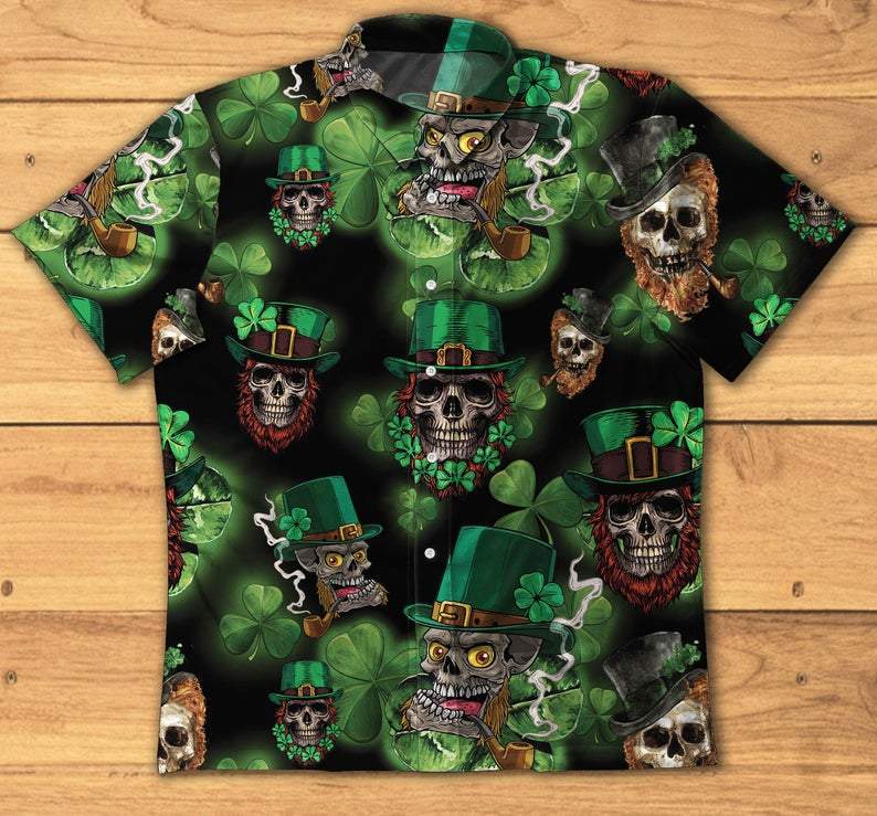 Skull Leprechaun Irish Happy St Patricks Day Hawaiian Shirt Pre12381