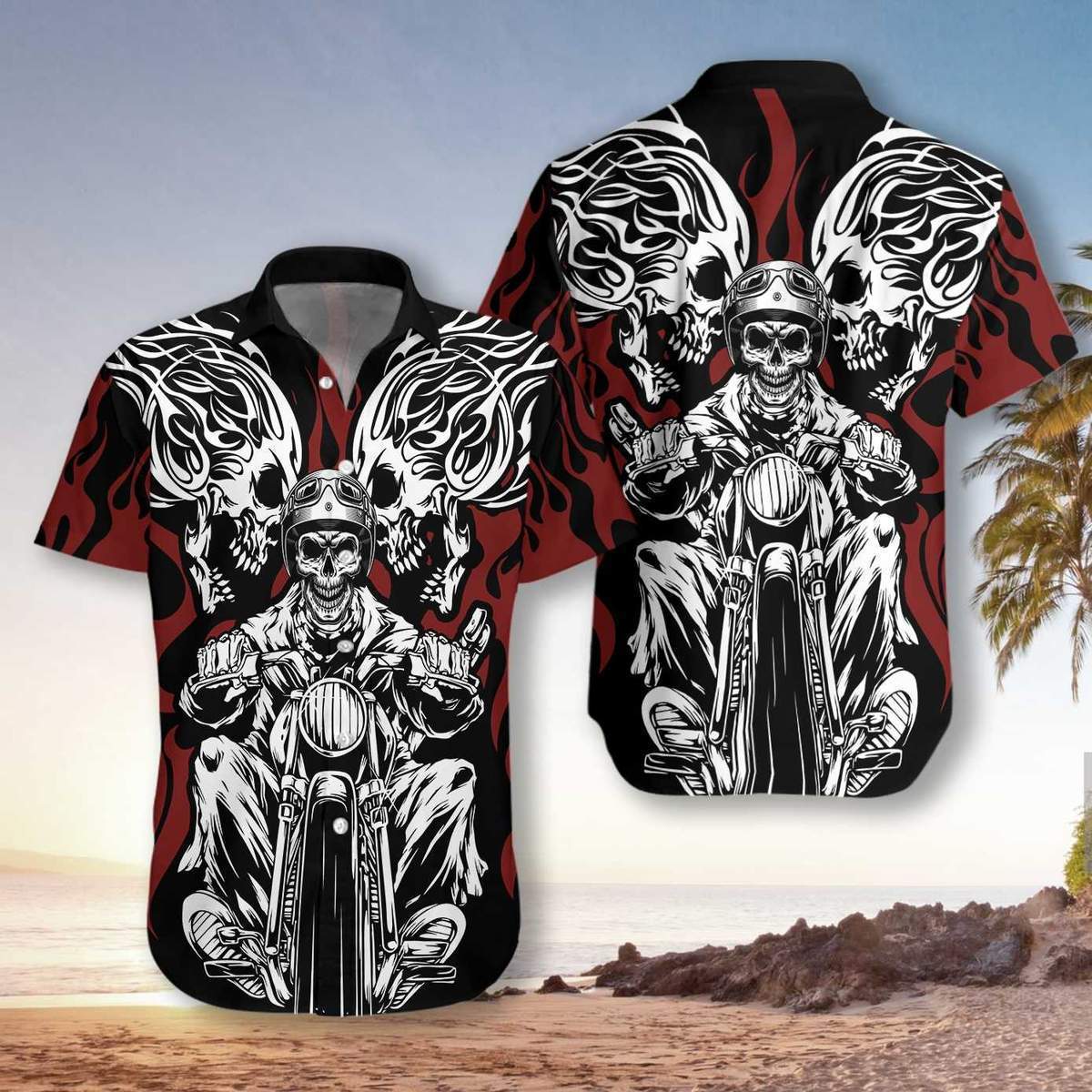Skull Rider Motorcycle Unisex Hawaiian Shirt Pre12302 Skull Rider Motorcycle Unisex Hawaiian Shirt Pre12302