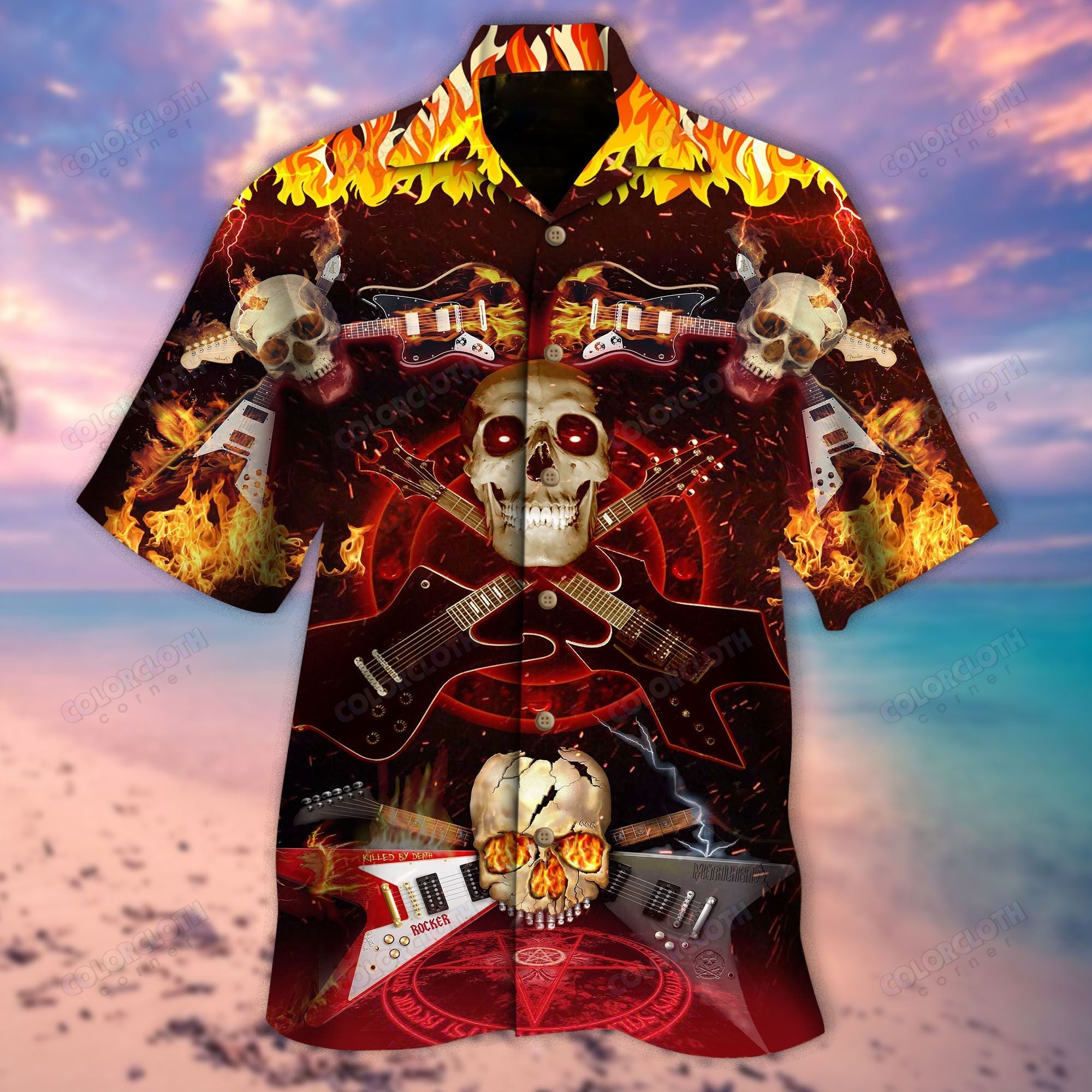 Skull Rock N Roll Hawaiian Shirt Pre10801