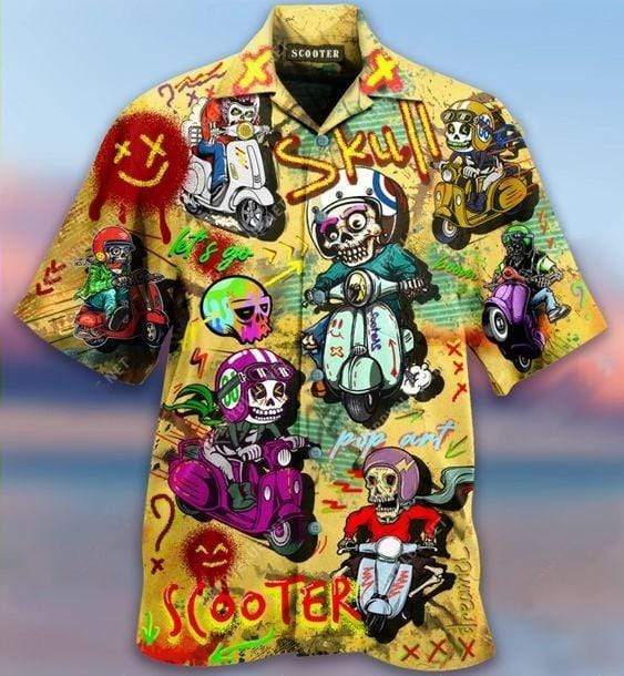 Skull Scooters Hawaiian Shirt Pre11862