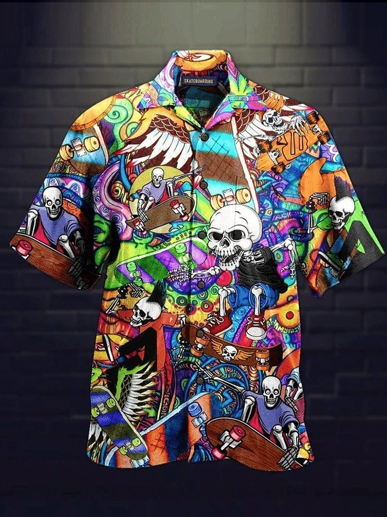 Skull Skateboarding Hawaiian Shirt Pre12271 Skull Skateboarding Hawaiian Shirt Pre12271