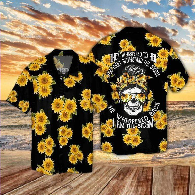 Skull Sunflower Im The Storm Hawaiian Shirt Pre11717
