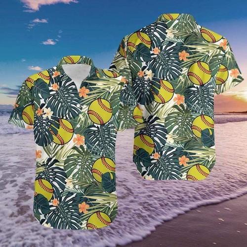 Softball Simple Aloha Hawaiian Shirt Pre10883 Softball Simple Aloha Hawaiian Shirt Pre10883