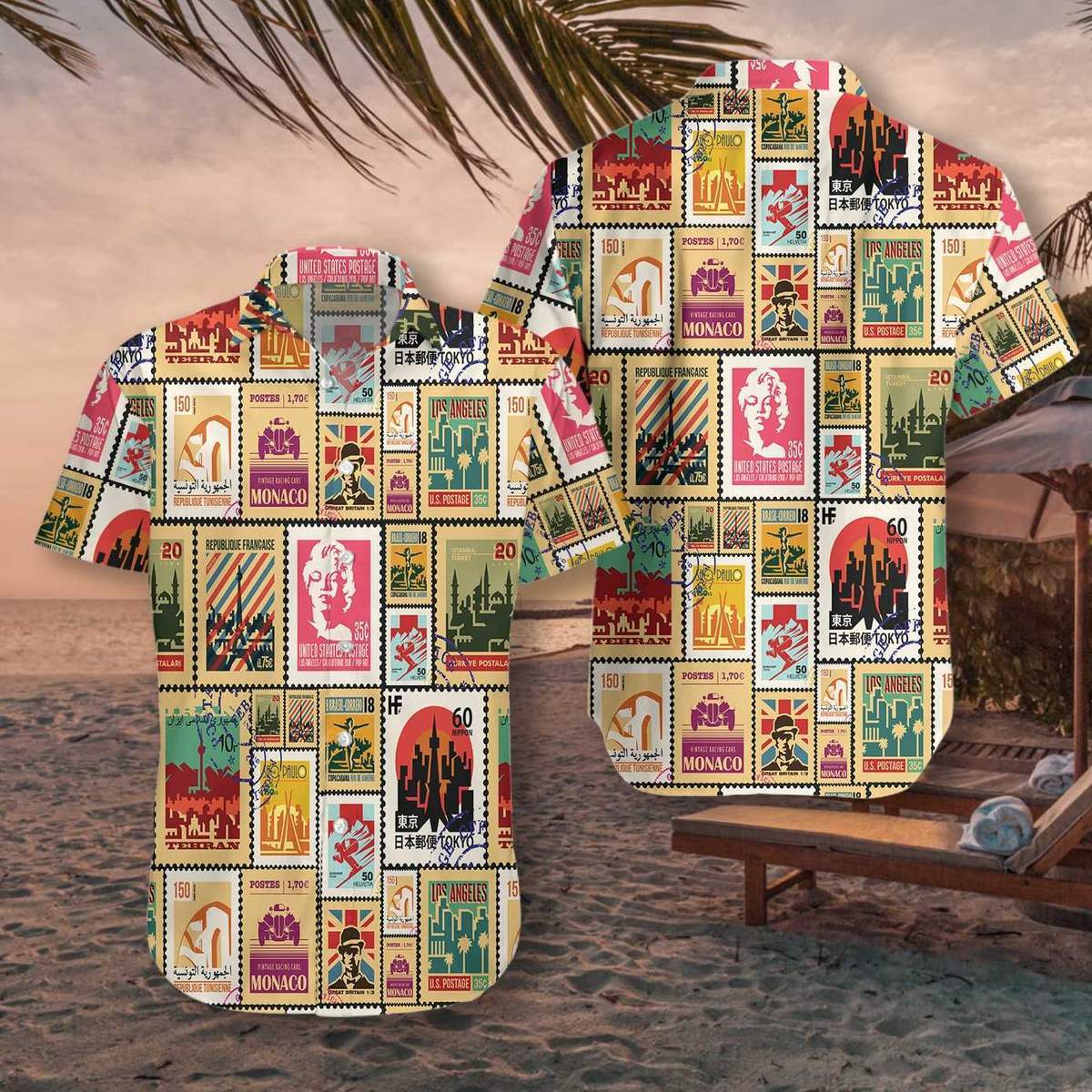 Stamps Cities World Vintage Travel Hawaiian Shirt Pre10474 Stamps Cities World Vintage Travel Hawaiian Shirt Pre10474