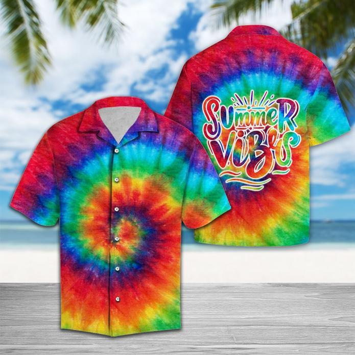 Summer Vibes Tie Dye Hawaiian Shirt Pre10347 Summer Vibes Tie Dye Hawaiian Shirt Pre10347