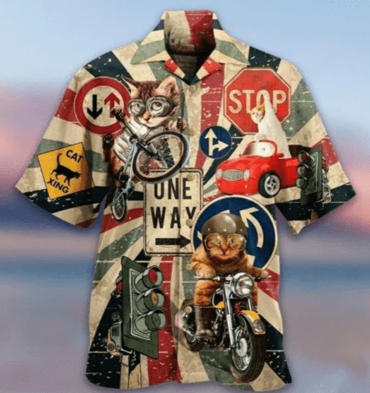 Super Cool Driving Cat Vintage Hawaiian Shirt Pre12295 Super Cool Driving Cat Vintage Hawaiian Shirt Pre12295
