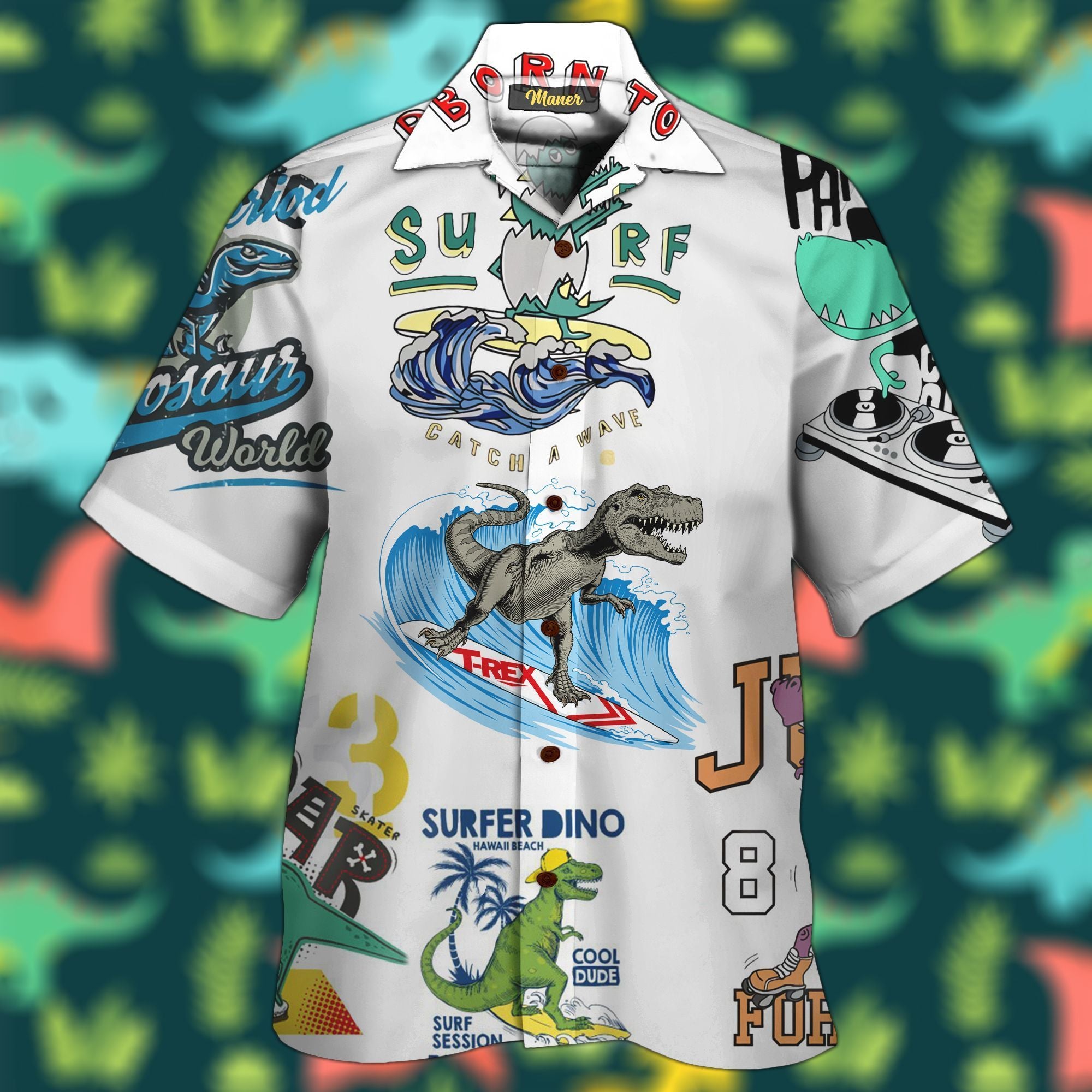 T-Rex Surfing Hawaiian Shirt Pre11493 T-Rex Surfing Hawaiian Shirt Pre11493