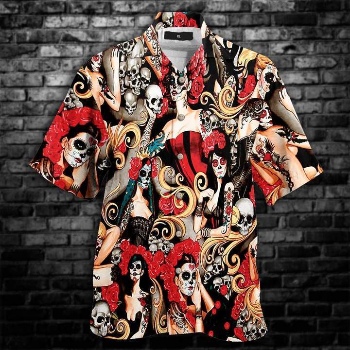 Tattoo Skull Girl Roses Hawaiian Shirt Pre11833 1 » Cool Gifts for You - Mfamilygift Tattoo Skull Girl Roses Hawaiian Shirt Pre11833 1