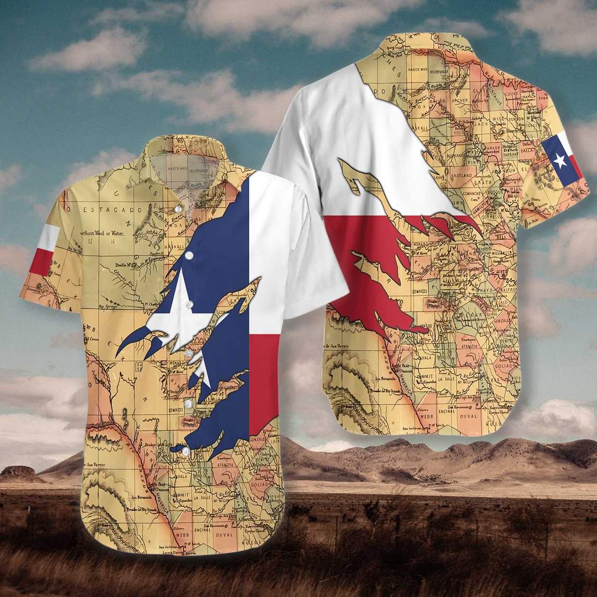 Texas Flag And Map Hawaiian Shirt Pre12309